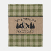 Familienaam Cabin Trees Sage Green Play Burlap Fleece Deken (Voorkant)