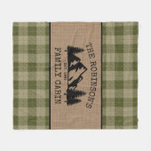 Familienaam Cabin Trees Sage Green Play Burlap Fleece Deken (Voorkant (Horizontaal))