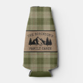 Familienaam Cabin Trees Sage Green Play Burlap Flesjeskoeler (Voorkant)