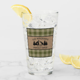 Familienaam Cabin Trees Sage Green Play Burlap Glas