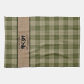 Familienaam Cabin Trees Sage Green Play Burlap Theedoek (Horizontaal)