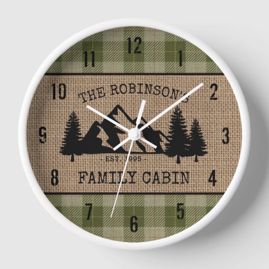 Familienaam Cabin Trees Sage Play Burlap (Voorkant)