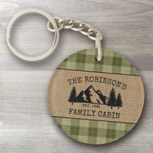 Familienaam Cabin Trees Sage Play Burlap 2 zijkant