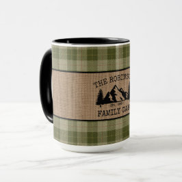 Familienaam Cabin Trees Sage Pset Burlap Big Mok