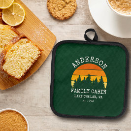 Familienaam Cabine Pijnbomen Zonsondergang Groen Pannenlap