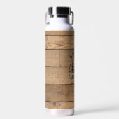 Familienaam Cabine Rustieke Houten Plank Bos Bomen Waterfles (Voorkant)