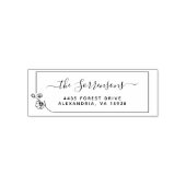 Familienaam Calligrafie Floral Return Address Zelfinktende Stempel (Design)