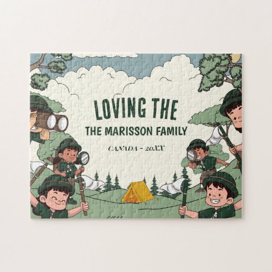 Familienaam Camping Legpuzzel (Horizontaal)