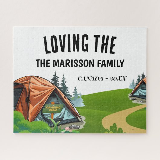 Familienaam Camping Legpuzzel (Horizontaal)