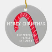Familienaam Candy Cane-kerstboom Omkeerbaar Keramisch Ornament (Voorkant)