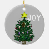 Familienaam Candy Cane-kerstboom Omkeerbaar Keramisch Ornament (Achterkant)