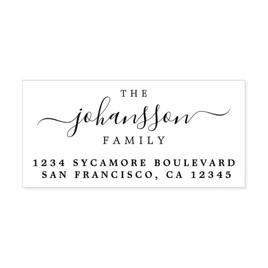 Familienaam Chic Script Retouradres Rubberstempel (Afrduk)