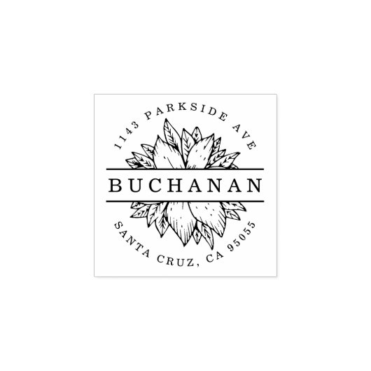 Familienaam Circulair Botanisch Retouradres Rubberstempel (Afrduk)