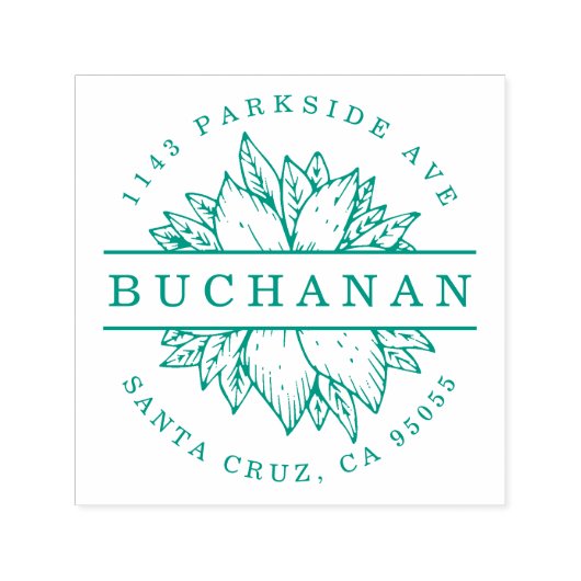 Familienaam Circulair Botanisch Retouradres Zelfinktende Stempel (Design)