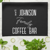 Familienaam Coffee Bar Zwart-wit Theedoek (Gevouwen)