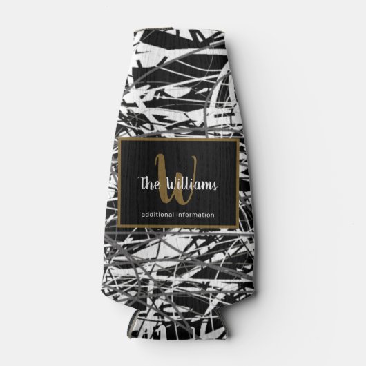 familienaam coole zwarte fles koeler (Voorkant)