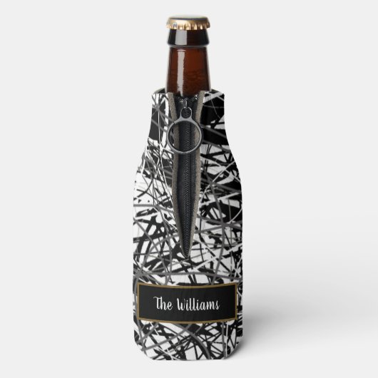 familienaam coole zwarte fles koeler (Fles Achterkant)