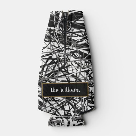 familienaam coole zwarte fles koeler (Achterkant)