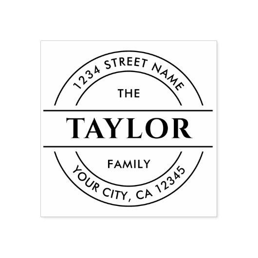 Familienaam | Creëer Uw eigen retouradres Rubberstempel (Afrduk)