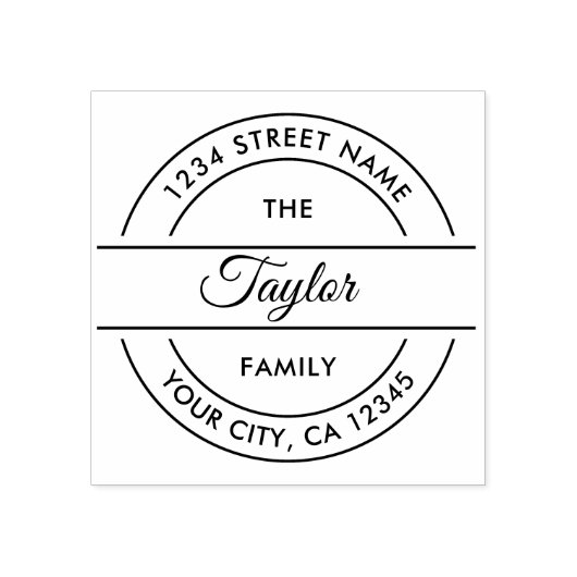 Familienaam | Creëer Uw eigen retouradres Rubberstempel (Afrduk)