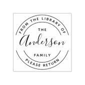 familienaam | Creëer Uw eigen ronde bibliotheekboe Rubberstempel (Afrduk)