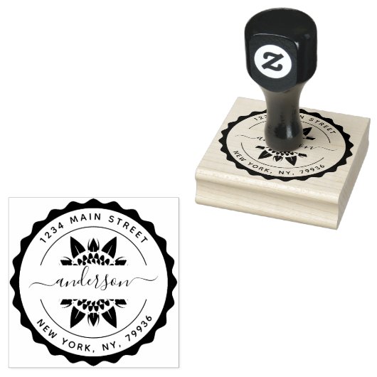 Familienaam, Creëer Uw Eigen Ronde Terugkeeradres Rubberstempel (Gestempeld)