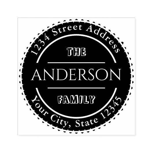 Familienaam, Creëer Uw Eigen Ronde Terugkeeradres Rubberstempel (Afrduk)