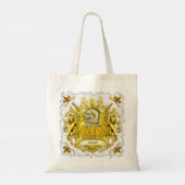 Familienaam Crest Yellow Knight Shield Canvas tas (Achterkant)