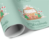 Familienaam Cute Gingerbrood House Cadeaupapier (Rol Hoek)