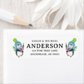 Familienaam Cute Kerstpinguins Etiket (Insitu)