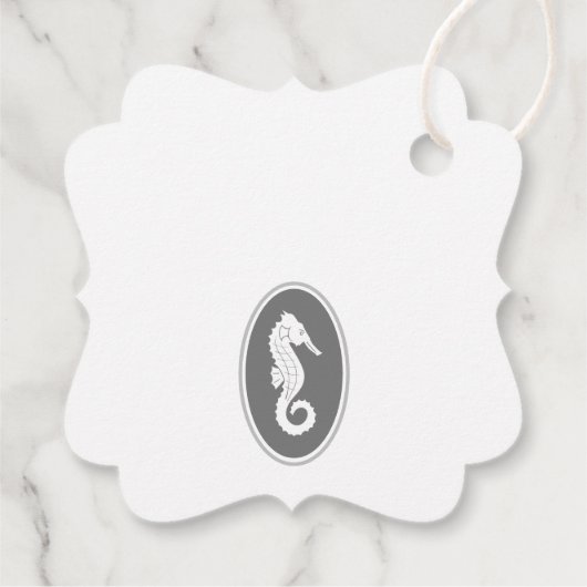 Familienaam Dank u Seahorse Anker Aqua Blue Bedankjes Labels (Achterkant)