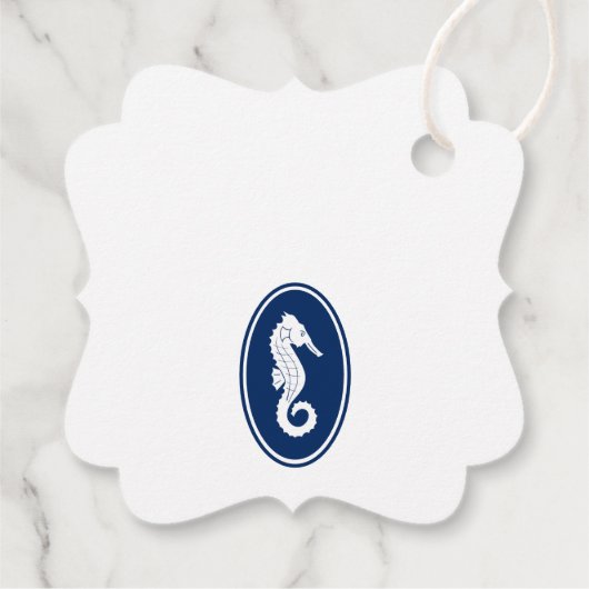 Familienaam Dank u Seahorse Anker Navy Blue Bedankjes Labels (Achterkant)