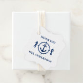 Familienaam Dank u Seahorse Anker Navy Blue Bedankjes Labels (In situ)