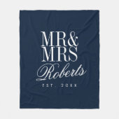 Familienaam date marvy blue elegant fleece deken (Voorkant)