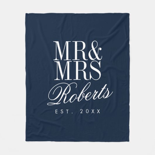 Familienaam date marvy blue elegant fleece deken (Voorkant)
