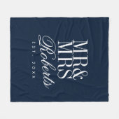 Familienaam date marvy blue elegant fleece deken (Voorkant (Horizontaal))