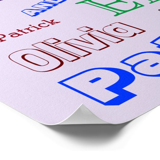 Familienaam Dazzling Word Cloud Poster (Hoek)