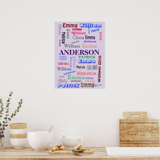 Familienaam Dazzling Word Cloud Poster (Keuken)