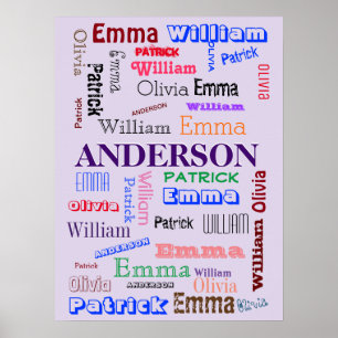 Familienaam Dazzling Word Cloud Poster