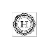 familienaam | Deco Bloeiende Ronde Retouradres Rubberstempel (Afrduk)