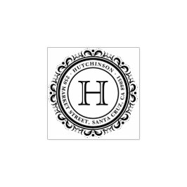 familienaam | Deco Bloeiende Ronde Retouradres Rubberstempel