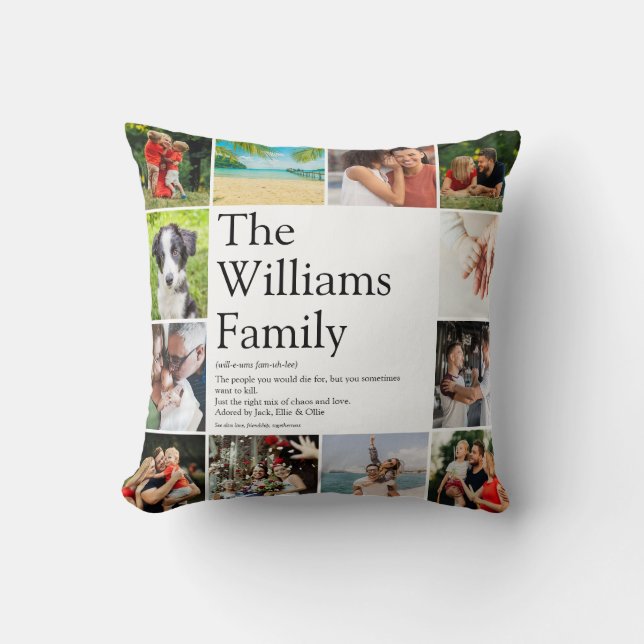 Familienaam Definitie Foto Collage Fun Kussen (Voorkant)