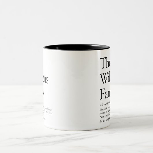 Familienaam Definitie Leuk Zwart en Wit Tweekleurige Koffiemok (Center)