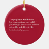 Familienaam Definitie Modern Plezier Rood Keramisch Ornament (Achterkant)