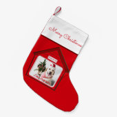 Familienaam Dog Aangepaste naam en fotoportret Kleine Kerstsok (Voorkant (Hangend))