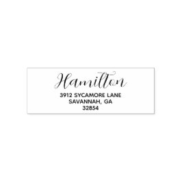 Familienaam & Eenvoudig Adres in Script Zelfinktende Stempel