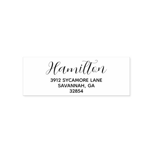Familienaam & Eenvoudig Adres in Script Zelfinktende Stempel (Design)