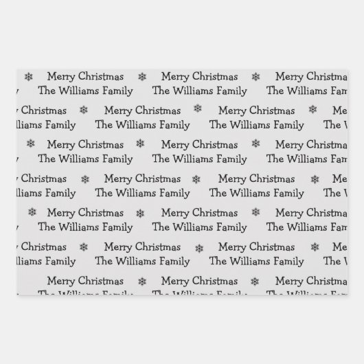 Familienaam eenvoudige kerstvakantie inpakpapier vel (Voorkant 2)