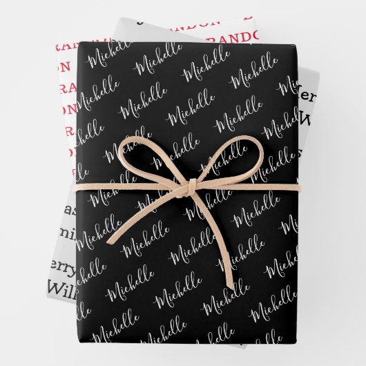 Familienaam eenvoudige kerstvakantie inpakpapier vel (In situ)