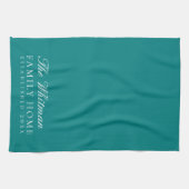 Familienaam Elegant Blauwgroen Kitchen Theedoek (Horizontaal)